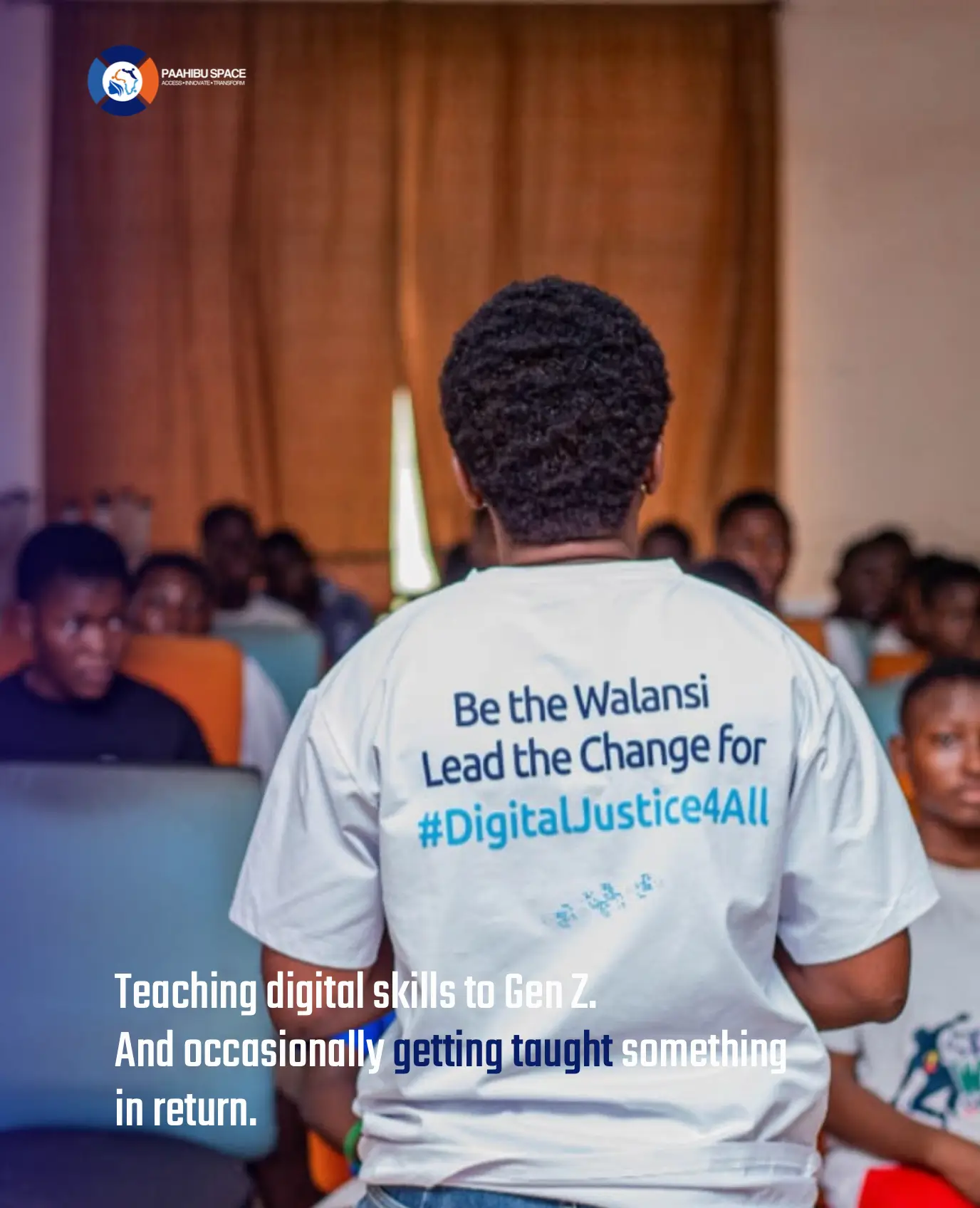 A Digital Walansi Fellow facilitating a workshop with secondary-school students